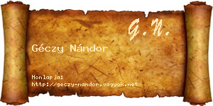 Géczy Nándor névjegykártya