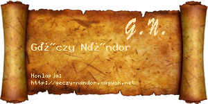 Géczy Nándor névjegykártya